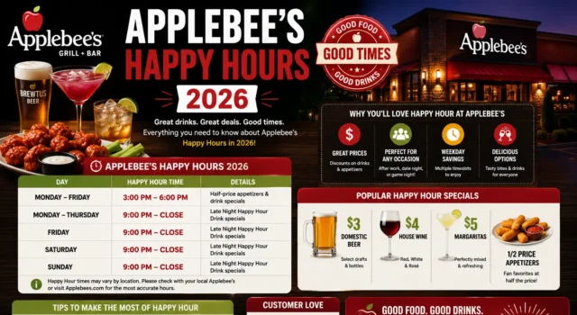 Applebee’s Happy Hour 2026: Full Schedule, Deals & Menu Guide Applebee’s Happy Hour