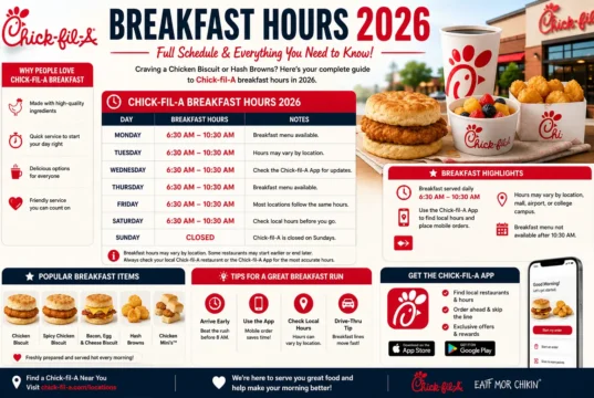Chick-fil-A Breakfast Hours 2026: Full Schedule & Everything Chick-fil-A Breakfast Hours 2026