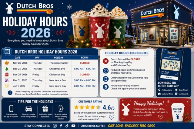 Dutch Bros Holiday Hours Dutch Bros Holiday Hours 2026