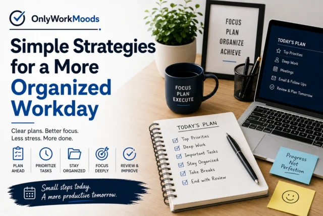 OnlyWorkMoods: Simple Strategies for a More Organized Workday. OnlyWorkMoods Simple Strategies for a More Organized Workday