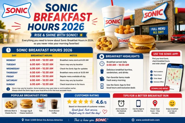 Sonic Breakfast Hours 2026