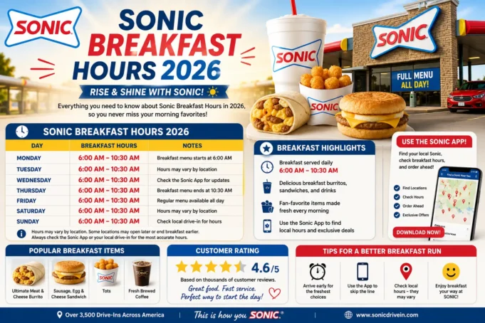 Sonic Breakfast Hours 2026: Full Schedule, Menu & More Sonic Breakfast Hours 2026