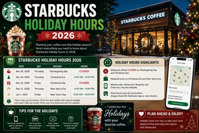 Starbucks Holiday Hours 2026 Starbucks Holiday Hours 2026