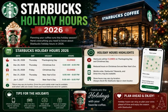 Starbucks Holiday Hours 2026: Full Schedule, Holiday Closures & More Starbucks Holiday Hours 2026